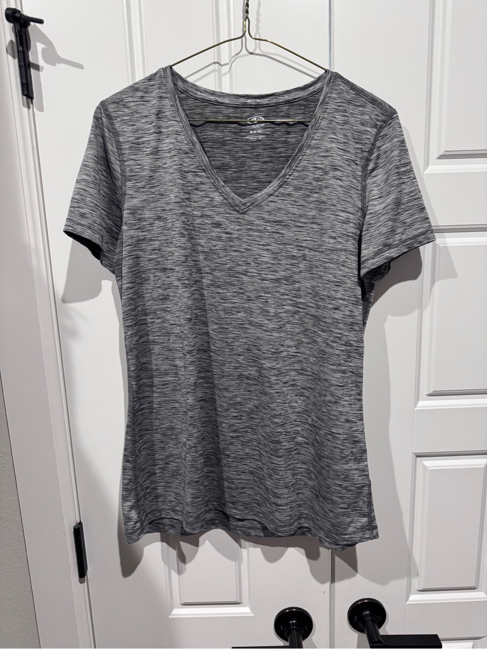 Athletic Works Gray Heather V-Neck Short Sleeve Tee Medium 8-10